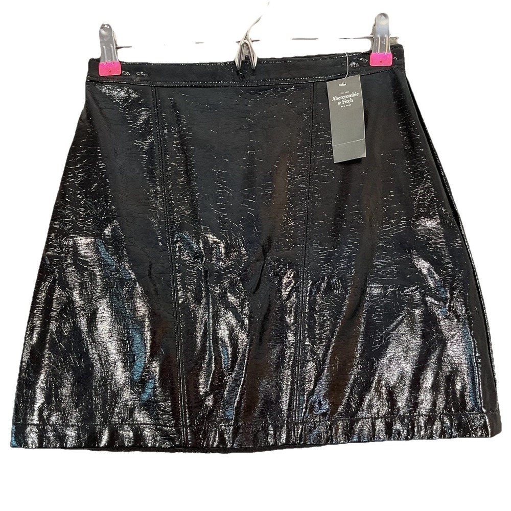 Abercrombie & Fitch Mini Skirt Faux Leather Women's XS Black Lined Zipper Punk